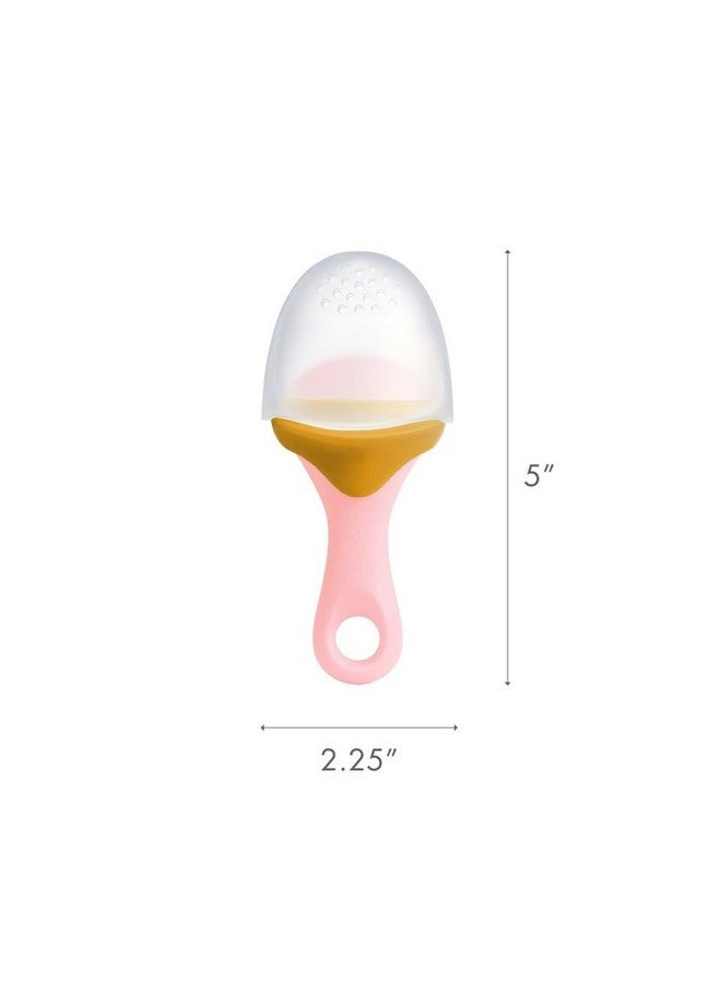 BOON Boon Pulp Silicone Baby Fruit Feeder - Soft Silicone Baby Feeding Set - Fruit and Vegetable Baby Led Weaning Supplies - Baby Feeding Essentials - Orange/Mauve and White/Mauve- 2 Count - Image 2
