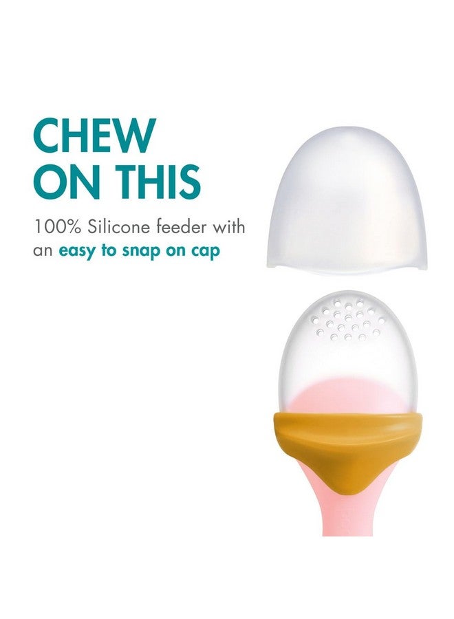 BOON Boon Pulp Silicone Baby Fruit Feeder - Soft Silicone Baby Feeding Set - Fruit and Vegetable Baby Led Weaning Supplies - Baby Feeding Essentials - Orange/Mauve and White/Mauve- 2 Count - Image 3