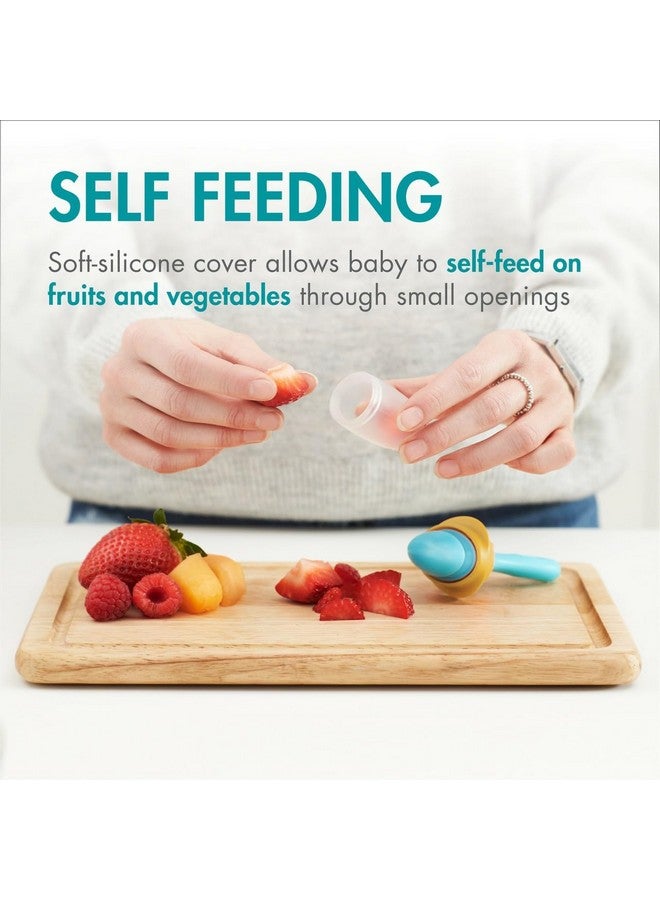 BOON Boon Pulp Silicone Baby Fruit Feeder - Soft Silicone Baby Feeding Set - Fruit and Vegetable Baby Led Weaning Supplies - Baby Feeding Essentials - Orange/Mauve and White/Mauve- 2 Count - Image 4