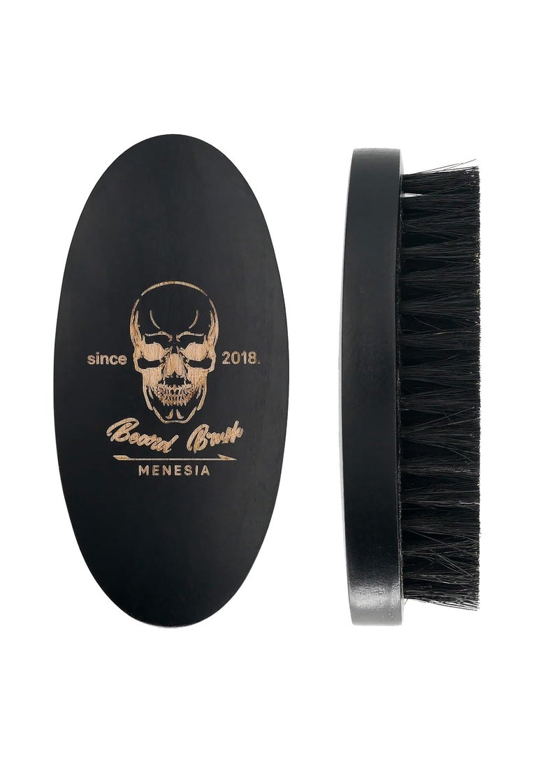 menesia Black Boar Bristle Hair Beard Brush for Men Pocket Travel Mens Wooden Small Soft Wood Beard Brush Black 