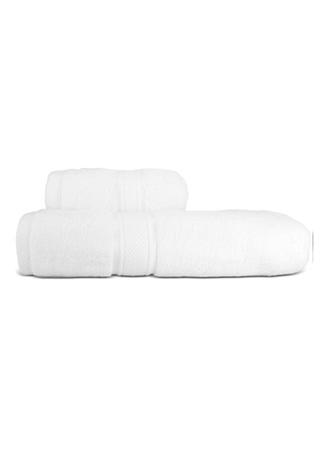Hotel Linen Klub Hotel Linen Klub LUXURY PACK of 2  Antimicrobial  Bath and Hand Towel Set - 100% Cotton 650 GSM Terry Dobby Border Ring Spun - Super Soft ,Quick Dry,Highly Absorbent-Color: White  - Image 1