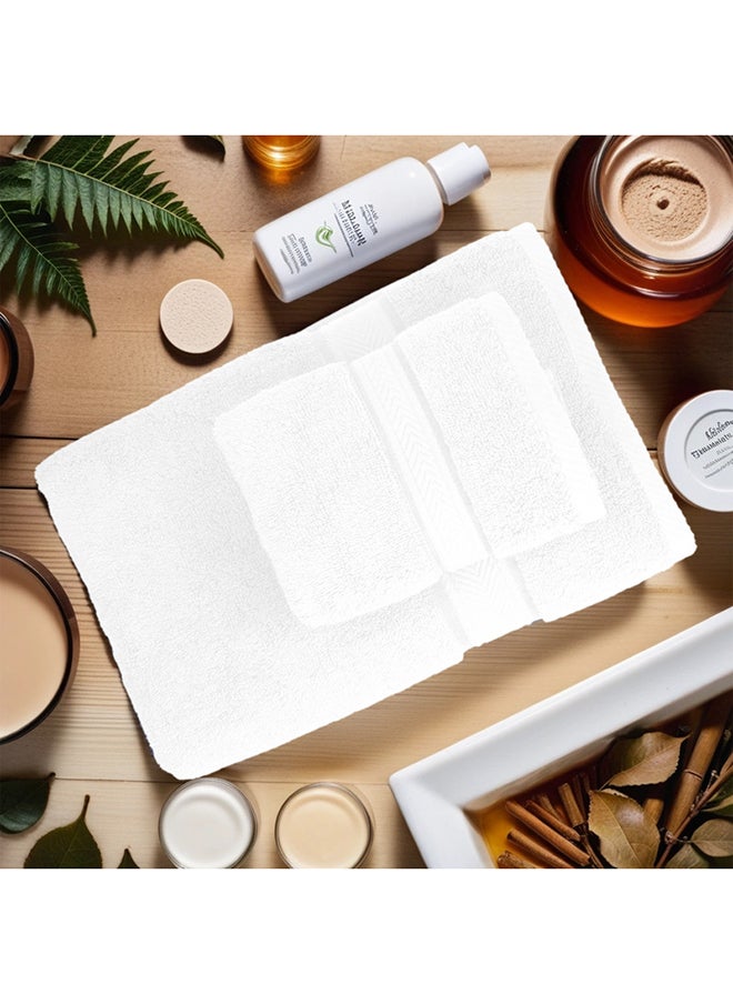 Hotel Linen Klub Hotel Linen Klub LUXURY PACK of 2  Antimicrobial  Bath and Hand Towel Set - 100% Cotton 650 GSM Terry Dobby Border Ring Spun - Super Soft ,Quick Dry,Highly Absorbent-Color: White  - Image 3