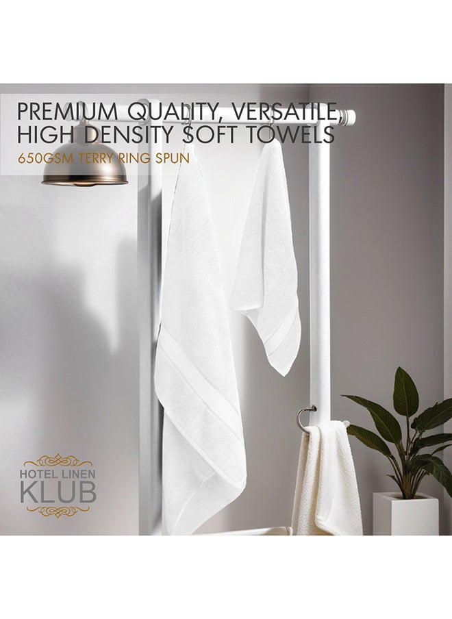 Hotel Linen Klub Hotel Linen Klub LUXURY PACK of 2  Antimicrobial  Bath and Hand Towel Set - 100% Cotton 650 GSM Terry Dobby Border Ring Spun - Super Soft ,Quick Dry,Highly Absorbent-Color: White  - Image 4