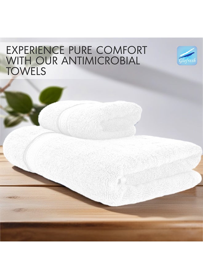 Hotel Linen Klub Hotel Linen Klub LUXURY PACK of 2  Antimicrobial  Bath and Hand Towel Set - 100% Cotton 650 GSM Terry Dobby Border Ring Spun - Super Soft ,Quick Dry,Highly Absorbent-Color: White  - Image 2