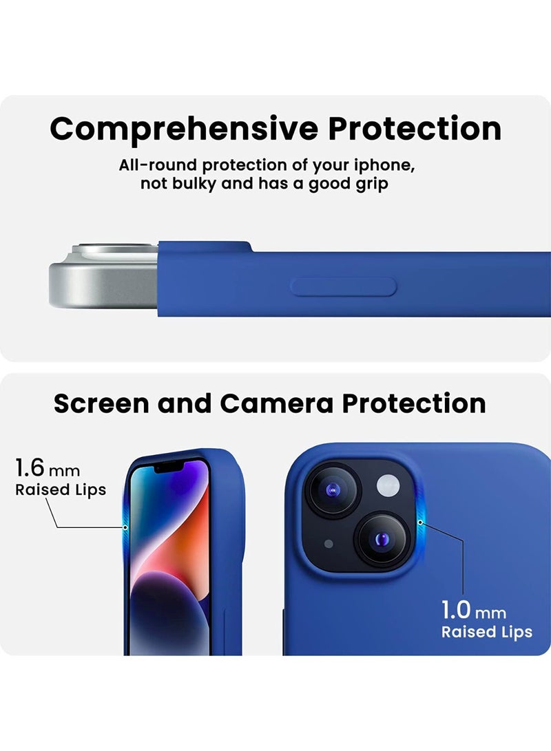 Delivus iPhone 14 Case Silicone Cover Soft Liquid Gel Rubber Cover Anti-Scratch Anti-Fingerprint Anti-Drop (Royal Blue) - Image 3