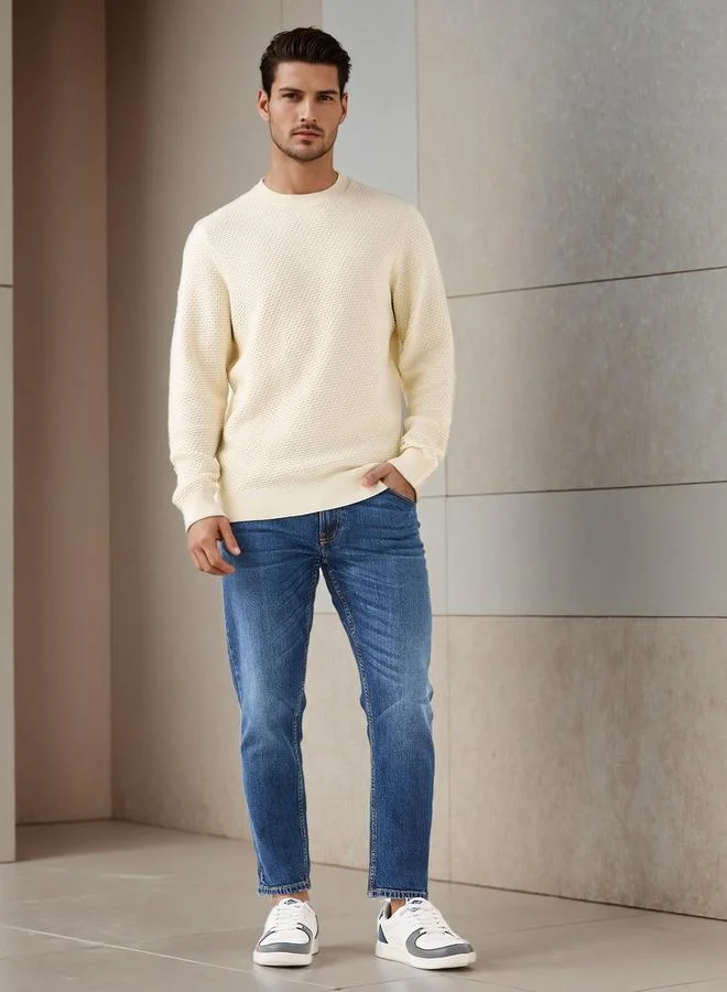 Splash FAV Textured Sweater with Crew Neck