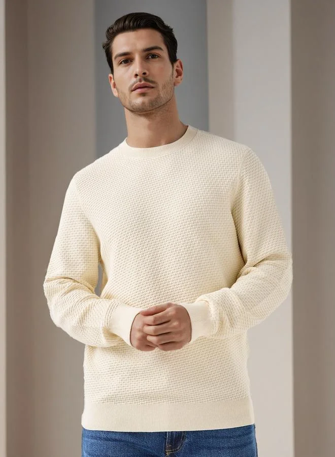 Splash FAV Textured Sweater with Crew Neck