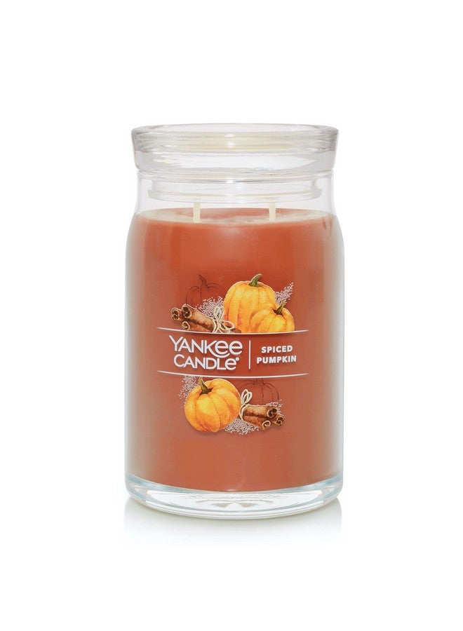 Yankee Candle Spiced Pumpkin Scented, Signature 20oz Large Jar 2-Wick Candle, Over 60 Hours of Burn Time - Image 1