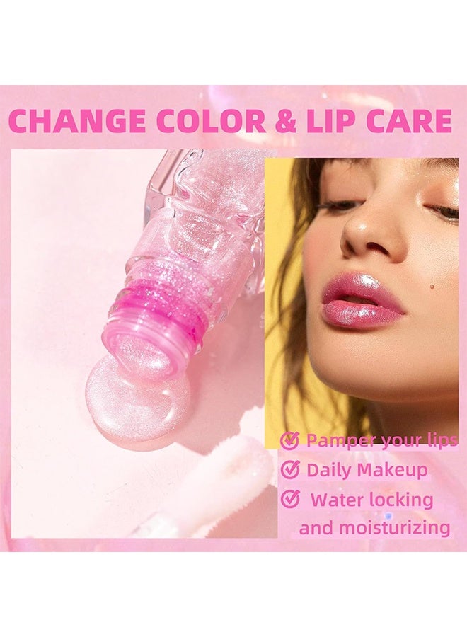 QiBest Changing Lip Oil, Transparent Lip Care Long Lasting Moisturizing Non Sticky Fresh Texture Lip Oil Moisturizing Lip Glow Oil Plumping Glimmer Glow Lipstick Hydrating Lip Gloss Lip Balm - Image 2