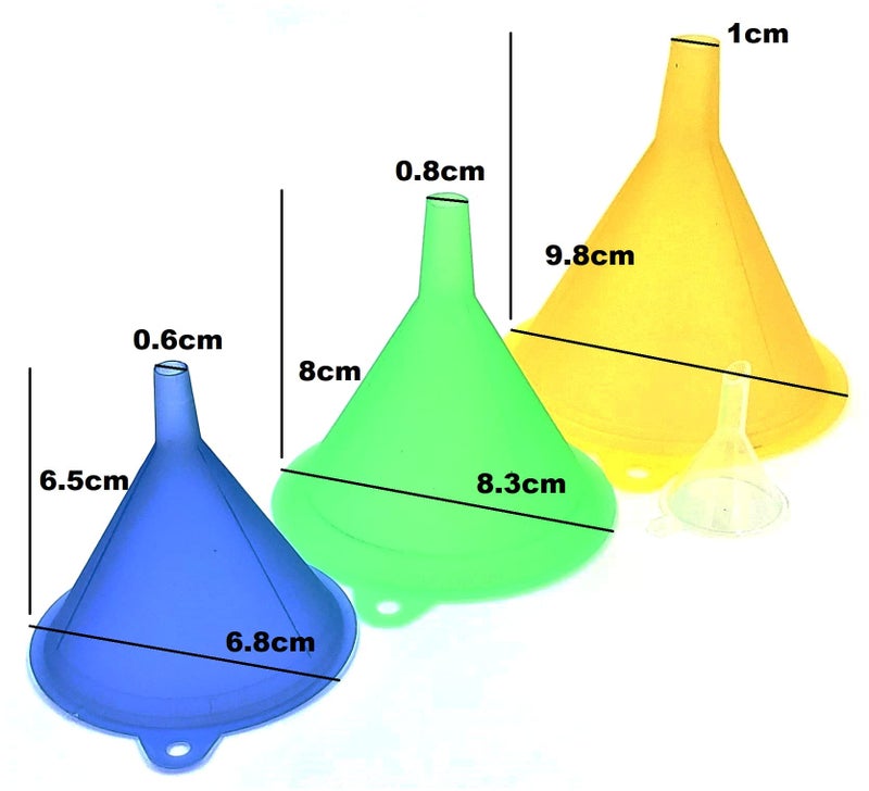 TitanOwl Funnels Variety Set of 5 Mini, Small to Larg Plastic Funnel for Kitchen Liquid Spices Powder Cosmetic Lotion Essential Oils - Image 2