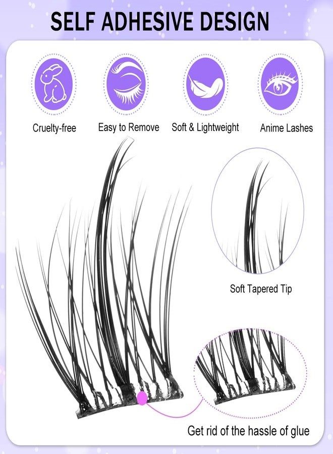 MAYCREATE® 120Pcs Self Adhesive Eyelashes, Eyelash Clusters, Lash Clusters Press On Lashes Self Stick Cluster Lashes Pre Glued Eyelash Clusters with Tweezer No Glue Needed 11-13mm X 2 - Image 3