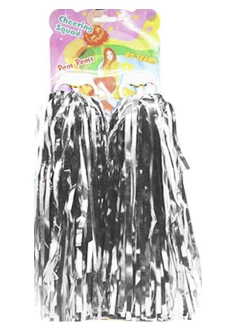 Loquat Cheerleader Pom Poms Metallic Foil for Sports Team Spirit Cheering Party 2pcs - Image 1