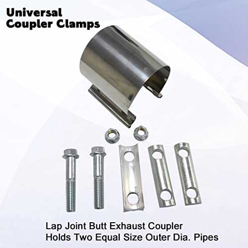 Elifecenter Universal 2 1/4 Inch Butt Joint Exhaust Clamp, 57mm/2.25" Stainless Steel Seal Clamp Sleeve Coupler - Image 5
