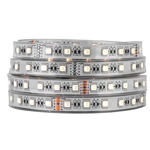 BTF-LIGHTING 5050 RGBW RGB+Cool White(6000K-7000K) 4 Colors in 1 LED Tape Light DC24V 5m 16.4ft 60LED/m Multi-Colored IP67 White 14mm PCB for Bedroom Kitchen Home Decoration(No Adapter or Controller) - Image 1