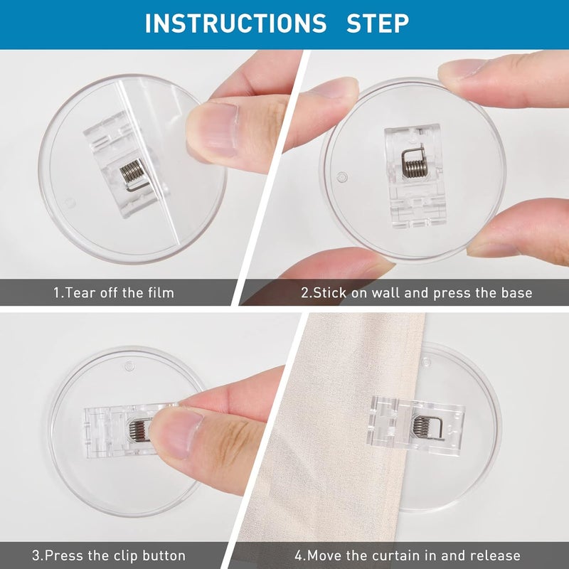 Kitosun Adhesive Shower Curtain Clips  Bath Shower Water Splash Guards Hold The Shower Liner to Keep Water in Shower  Stop Wind  Protect Privacy  6PCS Transparent - Image 2