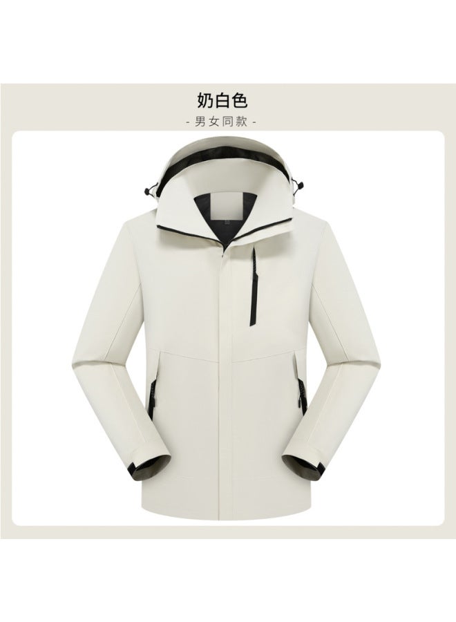 Men's And Women's Same Style Sports Outdoor Workwear Windproof Workwear Jacket Plus Velvet Liner Three-in-one Jacket Customization