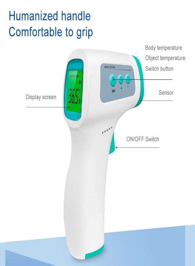 مقياس حرارة رقمي GP-300 يعمل بالأشعة تحت الحمراء، لقياس درجة حرارة الجسم عن طريق الجبهة بدون تلامس، مزود بشاشة LCD، مناسب للبالغين والأطفال. - Image 2