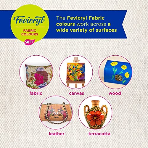 Pidilite Fevicryl Fabric Colour Kit- 20ml for Fabric Painting (10 X 20ml, Multicolour), Diwali Gift for artists, children, boys & girls - Image 2