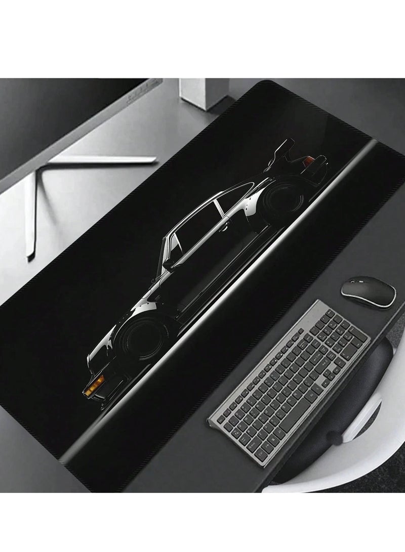 Gaming mouse pad with black sports car design, made with a smooth surface for precise control and a non-slip rubber base. Size: 80 cm x 30 cm. - Image 5