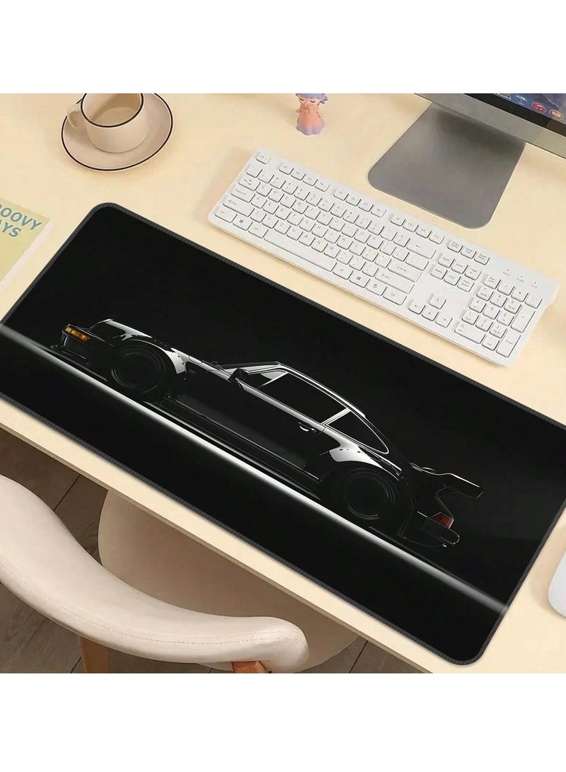 Gaming mouse pad with black sports car design, made with a smooth surface for precise control and a non-slip rubber base. Size: 80 cm x 30 cm. - Image 3