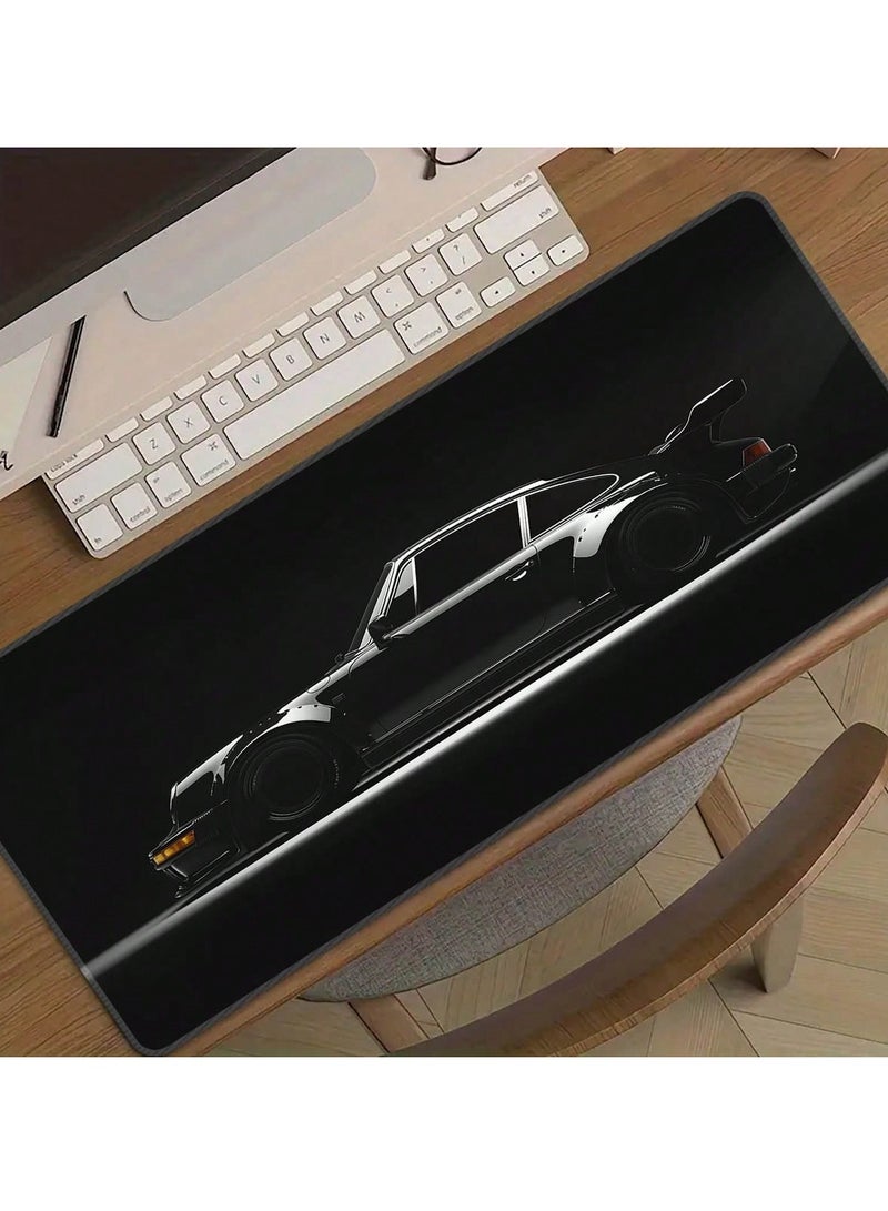 Gaming mouse pad with black sports car design, made with a smooth surface for precise control and a non-slip rubber base. Size: 80 cm x 30 cm. - Image 2