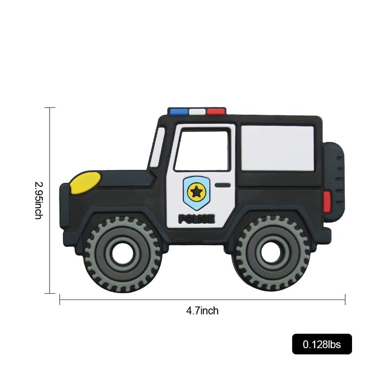 AmazingM Car Series Baby Teething Toys,Food Grade Silicone Chew Teether for 3 Months+ Infant Boy and Girl,Toddler Sensory Chewing Teether,BPA Free. (Police Car, Black) - Image 4