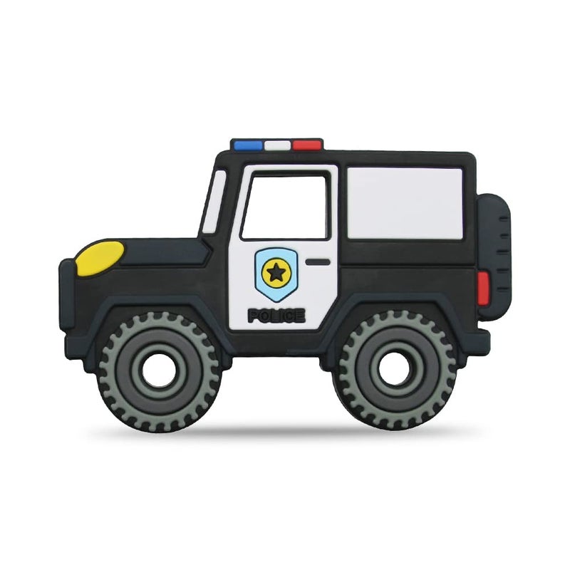 AmazingM Car Series Baby Teething Toys,Food Grade Silicone Chew Teether for 3 Months+ Infant Boy and Girl,Toddler Sensory Chewing Teether,BPA Free. (Police Car, Black) - Image 1