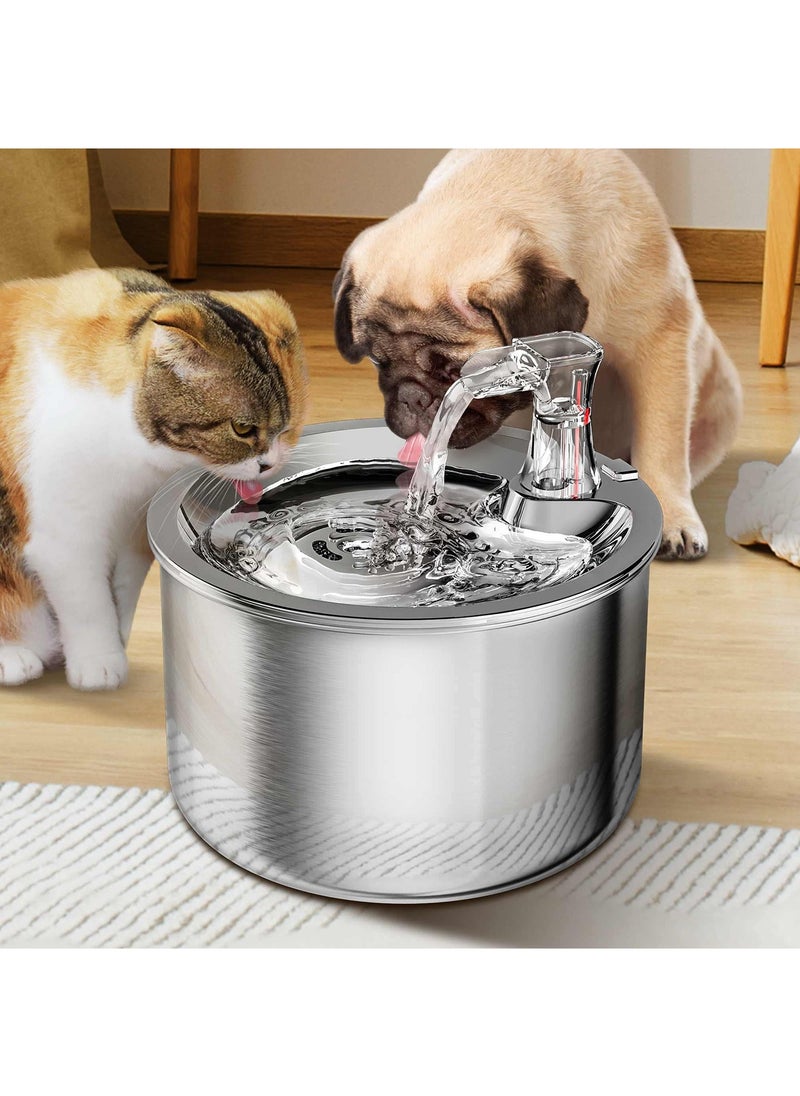 KASTWAVE - Cat Water Fountain, Stainless Steel Pet Water Fountain for Cats Inside Ultra-Quiet Pump, 2L/67oz Automatic Dog Dispenser Water Bowl, Multiple Pets Water Fountain - Image 1
