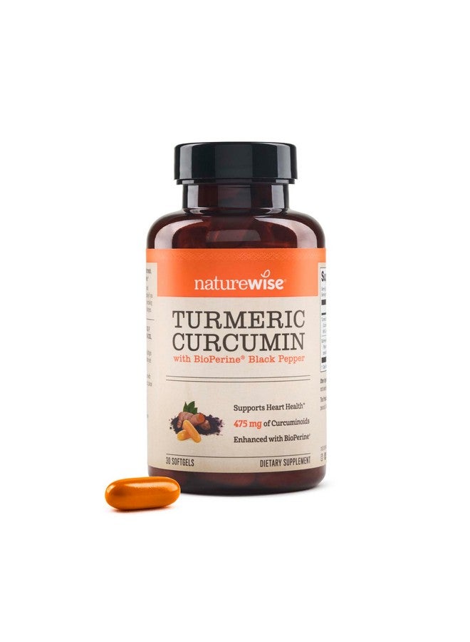 NatureWise Turmeric Curcumin 500mg with Black Pepper Softgels - Extra Strength, Enhanced Absorption - 95% Curcuminoids & BioPerine for Immune Support - Gluten-Free, Non-GMO - 30 Count[1-Month Supply] - Image 1