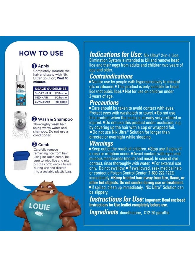 NIX - Ultra Lice Removal Kit, Lice Treatment Hair Solution, 3.4 fl oz & Lice Removal Comb - Image 1