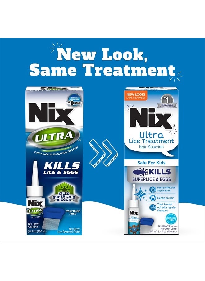 NIX - Ultra Lice Removal Kit, Lice Treatment Hair Solution, 3.4 fl oz & Lice Removal Comb - Image 1