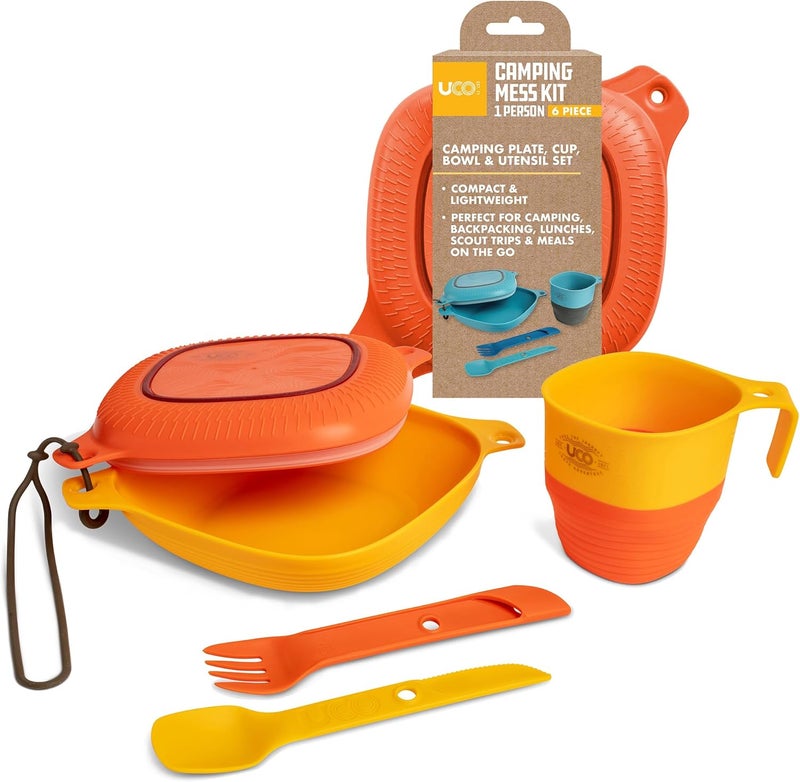 UCO 6-Piece Camping Mess Kit with Bowl, Plate, Camp Cup, and Switch Spork Utensil Set - Image 1