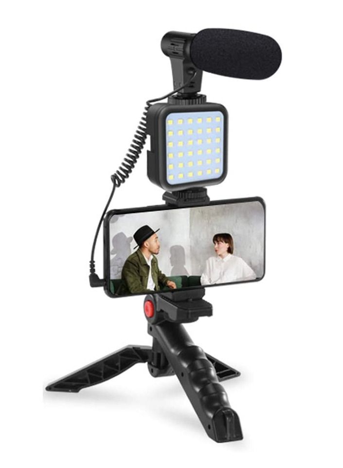 smartphone Vlogging Kit for Starter Video Recording, the set with Fill Light + Microphone + Tripod + Phone Clip for YouTube Tiktok Instagram Fitness Yoga  - Image 1