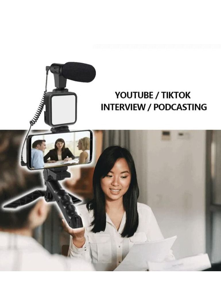 smartphone Vlogging Kit for Starter Video Recording, the set with Fill Light + Microphone + Tripod + Phone Clip for YouTube Tiktok Instagram Fitness Yoga  - Image 5