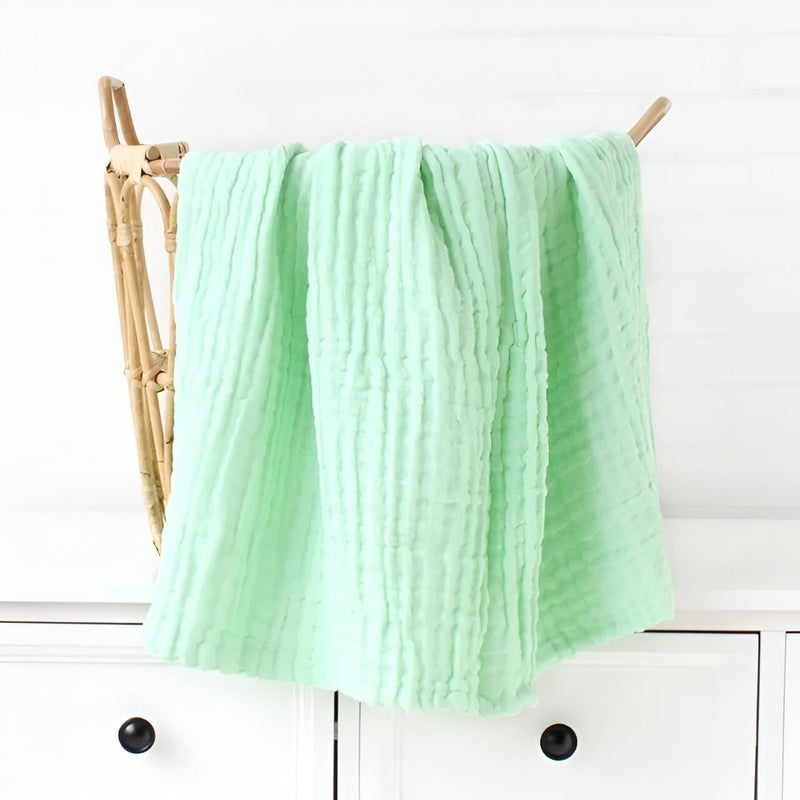 Just Goods Organic 100% Cotton Muslin Baby Bath Towel - Super Absorbent, Extra Soft, Eco-Friendly, Multi-Use for Newborns, Infants, Kids Boys & Girls | Combo Pack of 2, Blue + Green Towel - Image 3