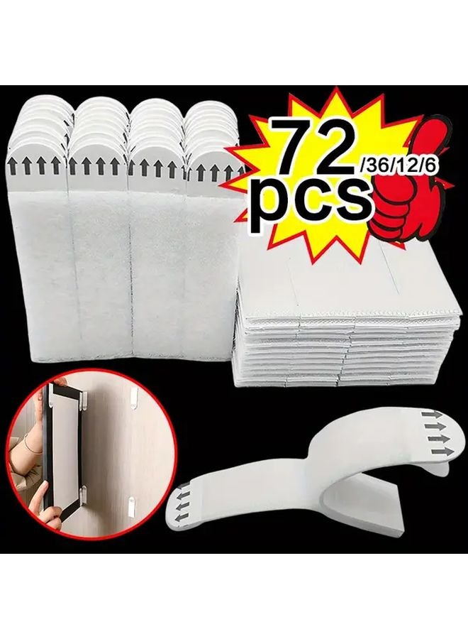 12 Pcs White Heavy Duty Removable Double Sided Adhesive Tape Hook Loop Fasteners - Image 2