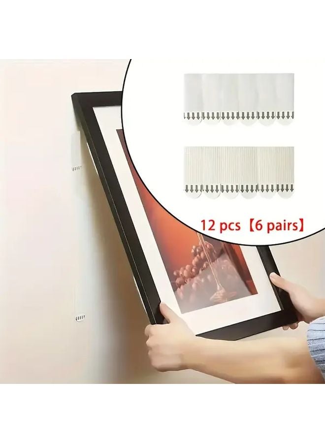 12 Pcs White Heavy Duty Removable Double Sided Adhesive Tape Hook Loop Fasteners - Image 1