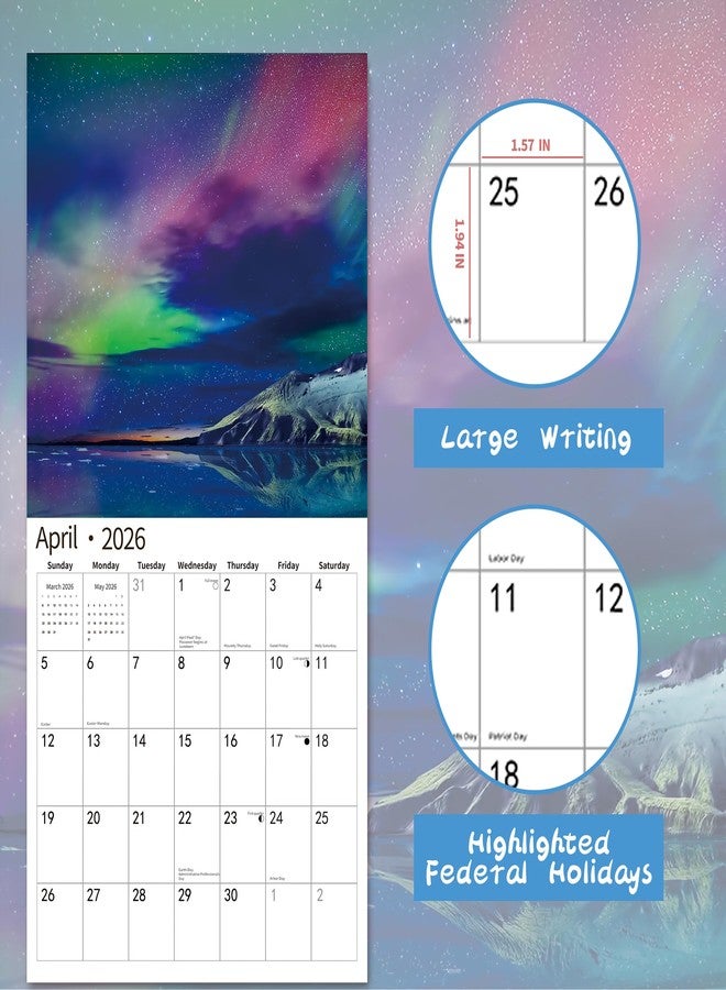 windrio 2026 Wall Calendar,Calendar 2026, November 2025 - December 2026, Wall Calendar Aurora, 12" x 24" Opened,Full Page Months Thick & Sturdy Paper for Calendar Organizing & Planning - Image 3
