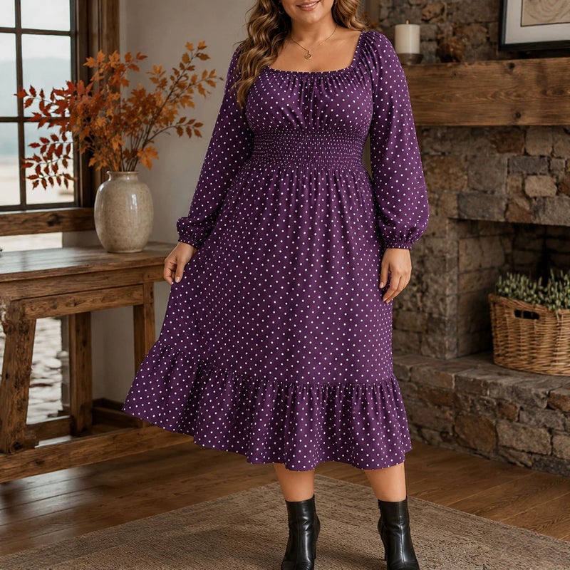 Plus Size Polka Dot Dress for Women - Image 2