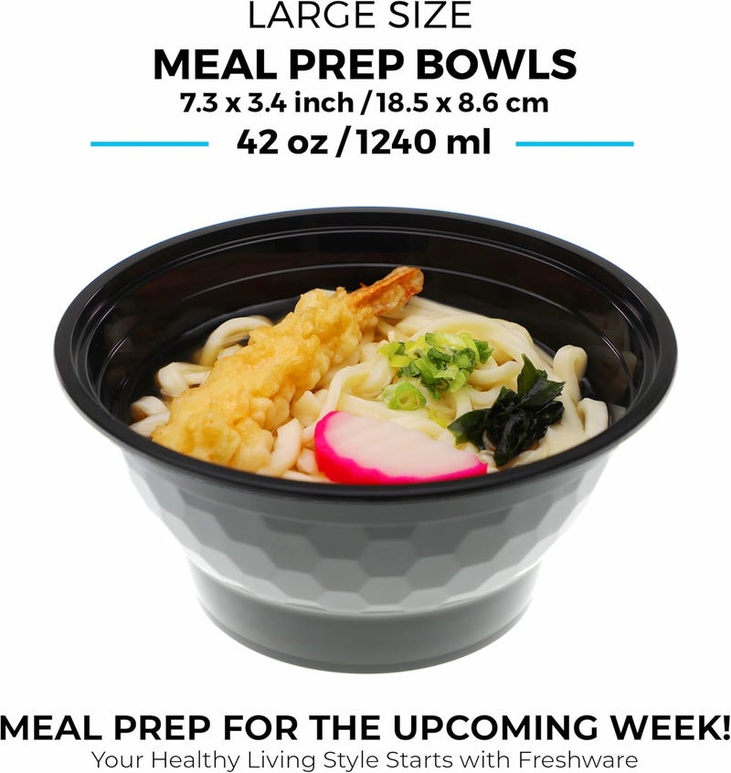 Freshware Meal Prep Bowl Containers 30 Pack Plastic Bowls with Lids for Soup and Salad Food Storage Bento Box BPA Free Stackable Lunch Boxes MicrowaveDishwasherFreezer Safe 42 oz - Image 4