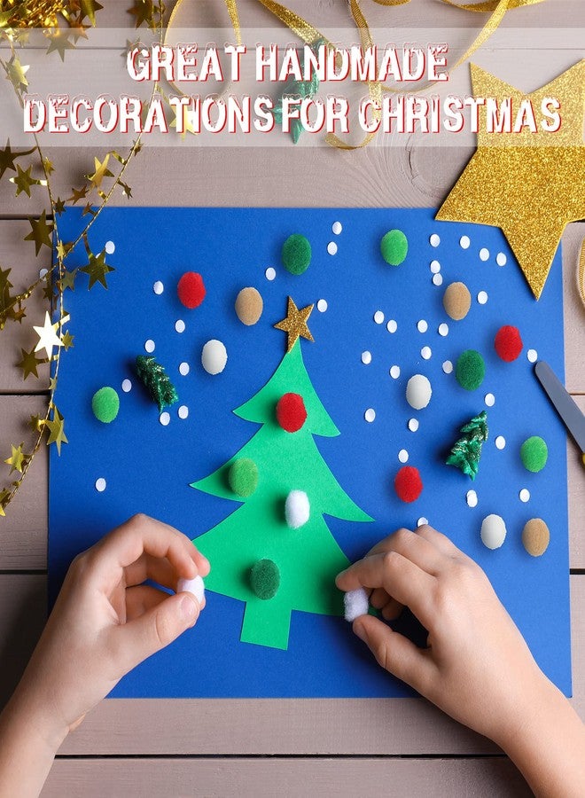 Tegeme 2000 Pieces Christmas Pom Poms Red Green White Pompoms 1 cm Assorted Fuzzy Balls for Christmas DIY Arts and Craft Making Decorations - Image 5