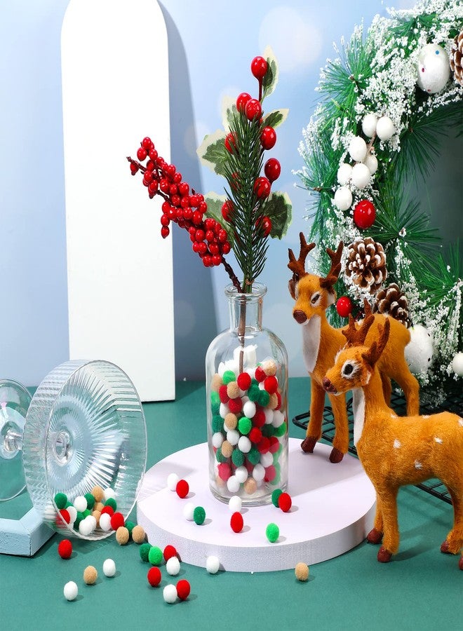 Tegeme 2000 Pieces Christmas Pom Poms Red Green White Pompoms 1 cm Assorted Fuzzy Balls for Christmas DIY Arts and Craft Making Decorations - Image 3