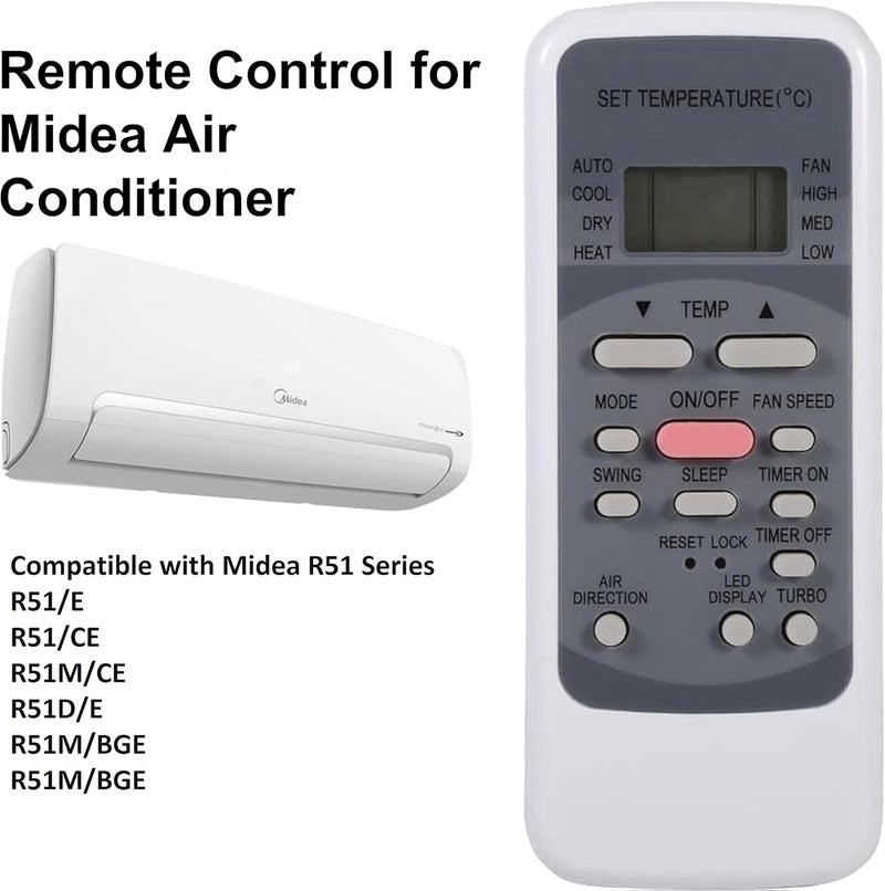 UBay Universal Remote Control Replacement for Midea Air Conditioner (Type: R51M/E) - Image 2