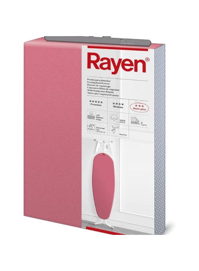 ريان Rayen غطاء طاولة كي إسباني – Basic Plus – لون فوشيا فاخر – مقاس 130×47 سم – تثبيت سهل Easy Clip – حماية مثالية للكي - Image 2