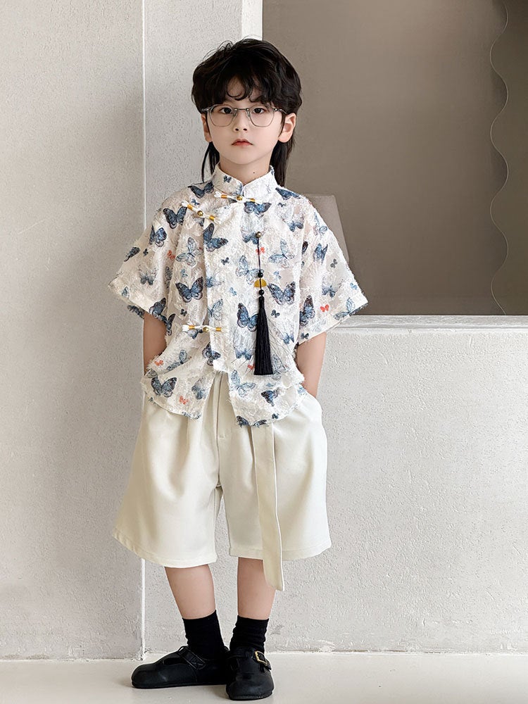 Boys' Shirt 2025 Summer Butterfly Children'S Short Sleeve Foreign Style Printed Shirt Children'S Clothing Tide Children'S Hair - Image 5