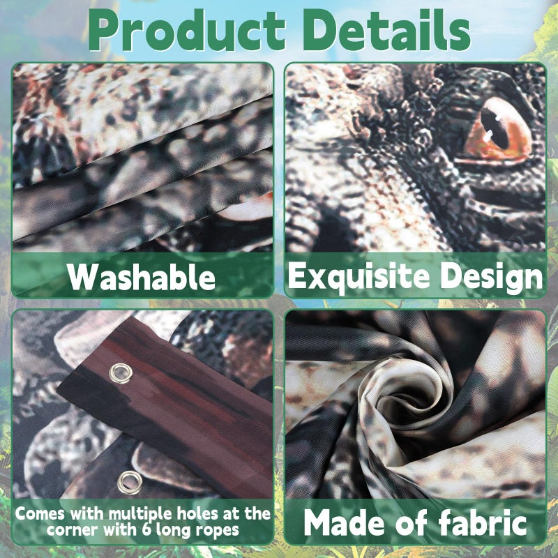 CHUNNIN Dinosaur Birthday Party Porch Banner Backdrop Dino Themed Party Door Decoration Dinosaur Door Banner Hanging Supplies DinoBackdrop for Jungle Safari Birthday Photo Booth Props 99.6 x 46.1 in - Image 3
