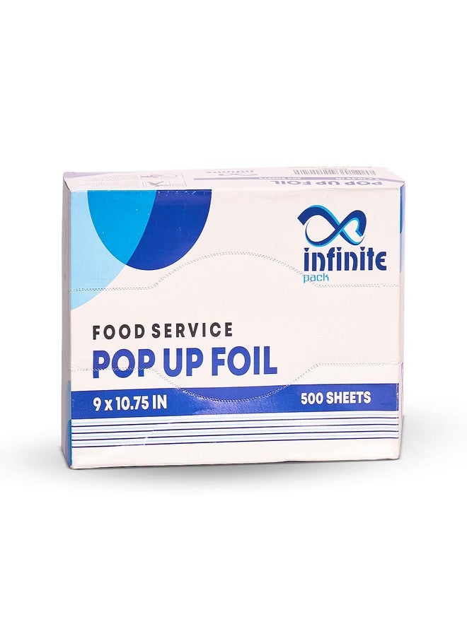Infinite Pack 500 Count Pre-Cut Aluminum Foil Sheets, 12” Heavy Duty Pop Up Foil Sheets for Home Restaurants, Disposable Food, Temperature Resistant Non-Stick, Tin Foil Sheets for Burrito, Hot Dog or Sandwich Wrap - Image 1