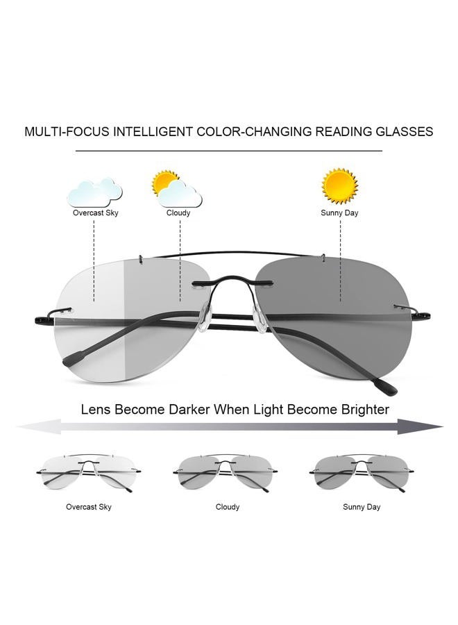 YIMI Photochromic Progressive Multifocal Reading Glasses for Men Women UV400 Computer Anti Blue Light Lightweight Eyeglasses (Black, 3.50, multiplier_x) - Image 2