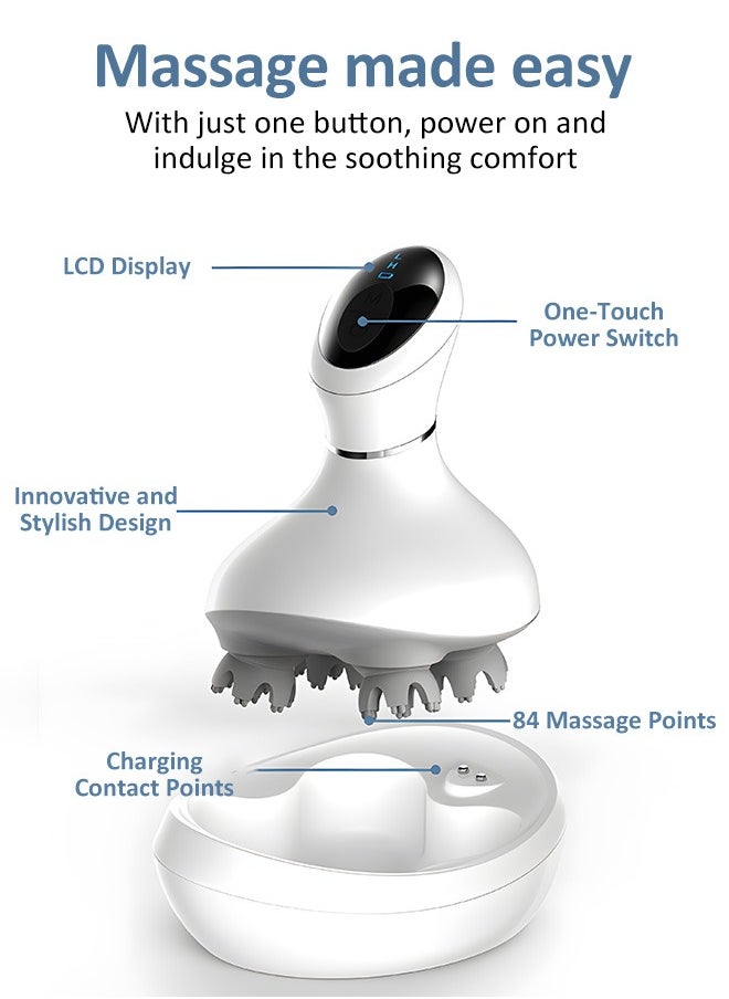 Waterproof Electric Scalp and Body Massager with Multiple Modes, IPX7 Waterproof Design, Whisper-Quiet Operation, 84 Massage Points, One-Touch Operation for Full-Body Relaxation