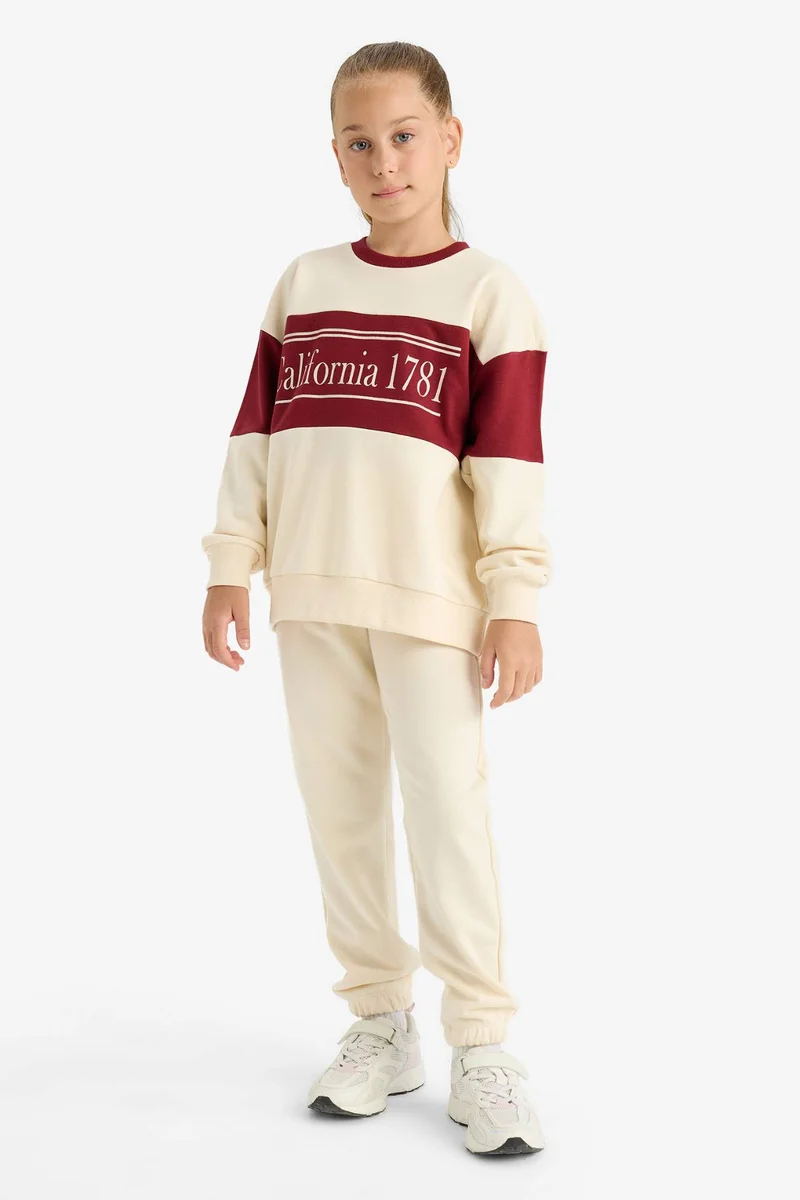 DeFacto Girl Printed Sweatshirt Sweatpants 2 Piece Set